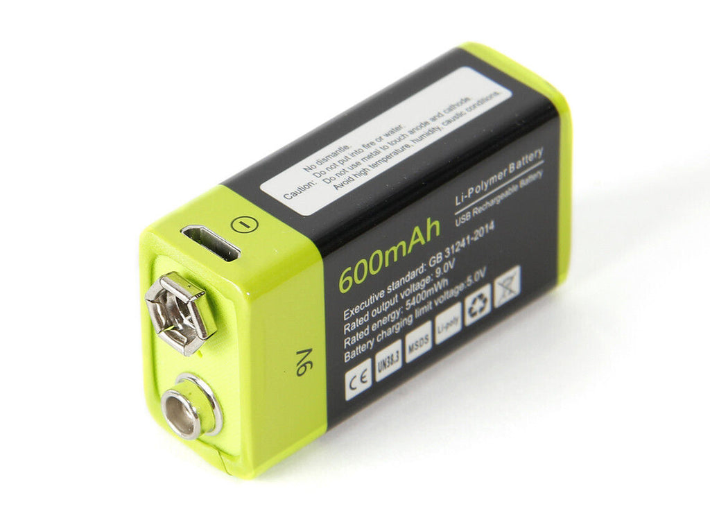 Micro USB 6LR61 9V Rechargeable Battery Li-Polymer Battery 5400Mwh 600Mah