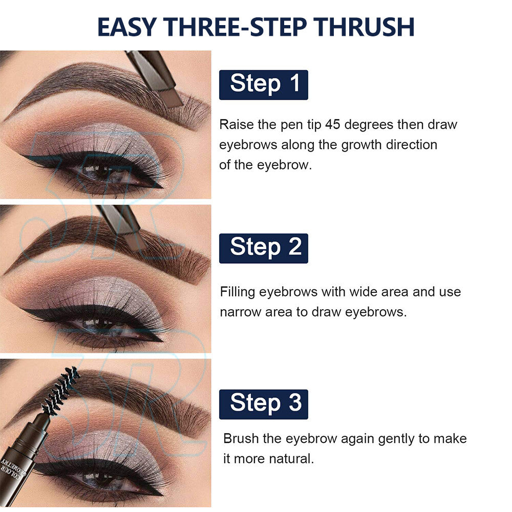 Waterproof Eyebrow Pencil Brow Eye Eyeliner Pen with Brush Makeup Cosmetic Tool