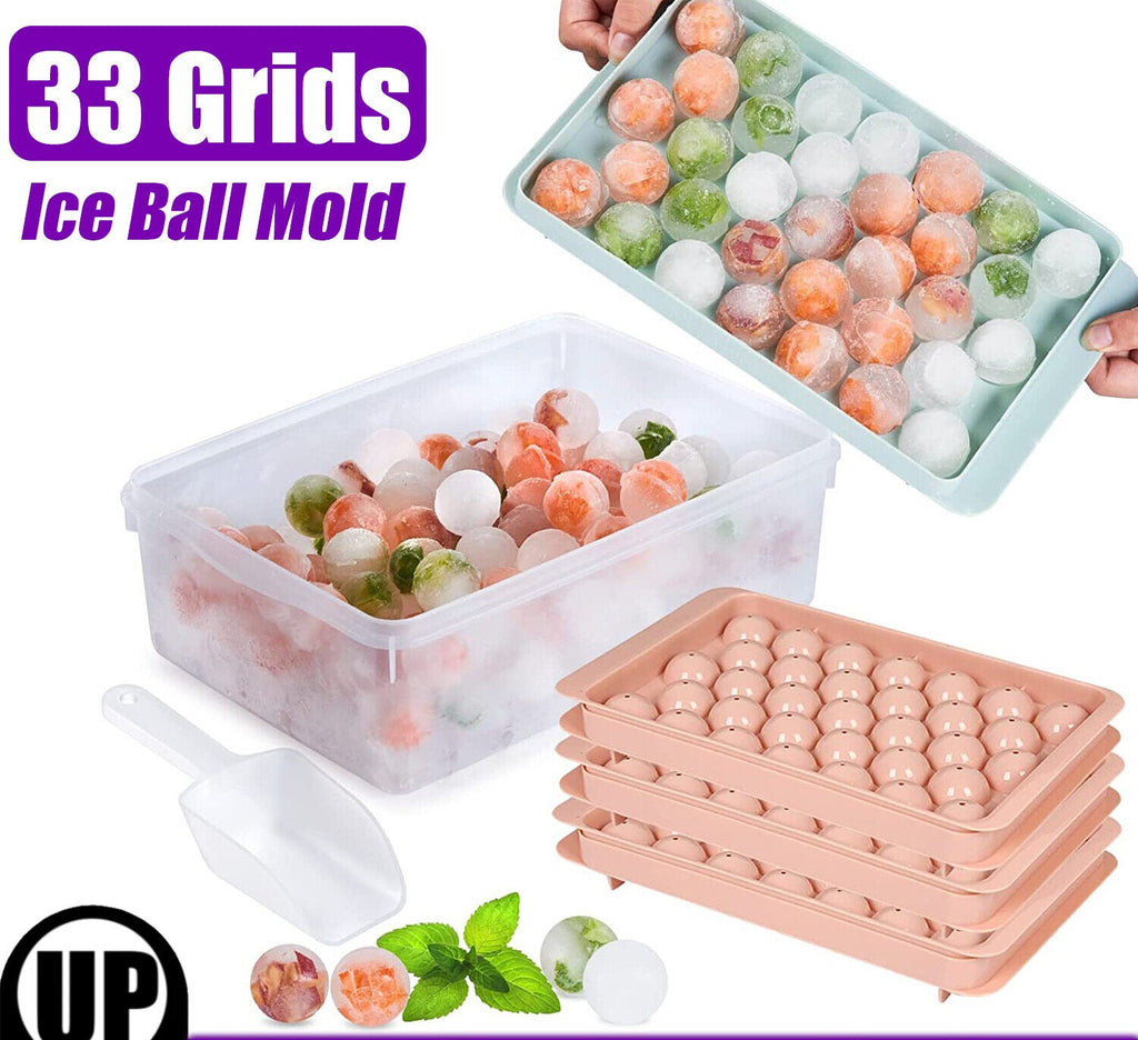 33 Grids Ball Maker Plastic Mold Sphere Whiskey round Mould Large Ice Cube Tray