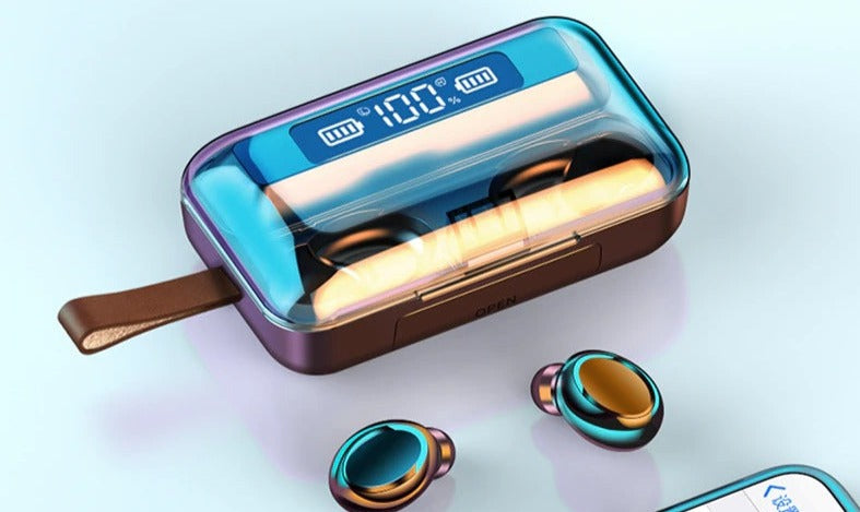 SonicStride-F9-5c LED Display Bluetooth True Wireless Earbuds Earphones With Power bank 9D & Surround Sound