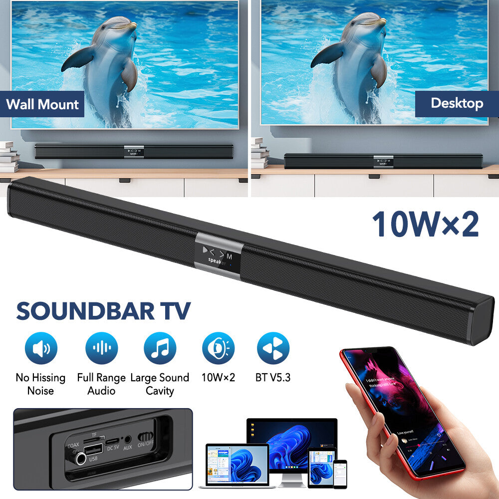 32 Inch Bluetooth 5.3 TV Speakers Surround Sound Sound Bar for TV PC Projectors
