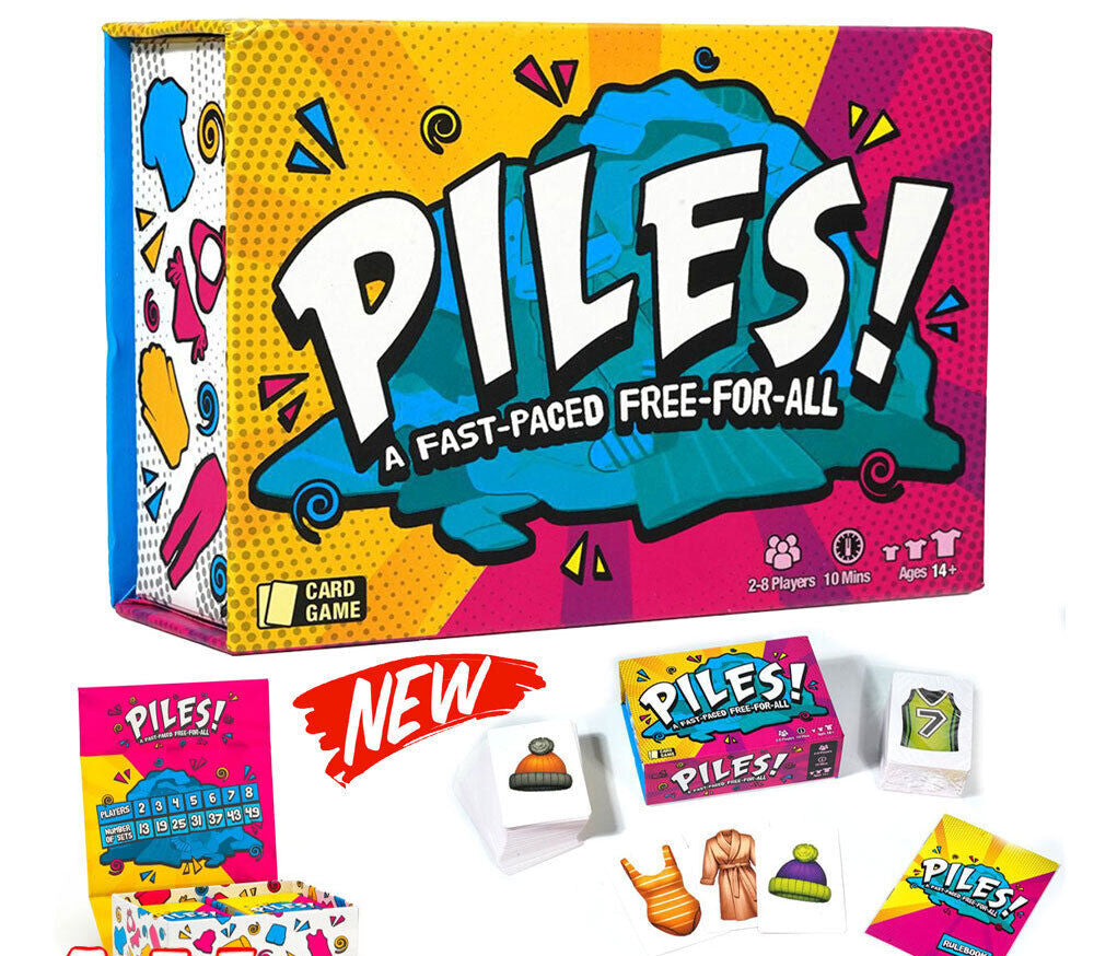 Family Kids Board Game Pilesa Fast-Paced Free-For-All Piles Card Games Age 8+