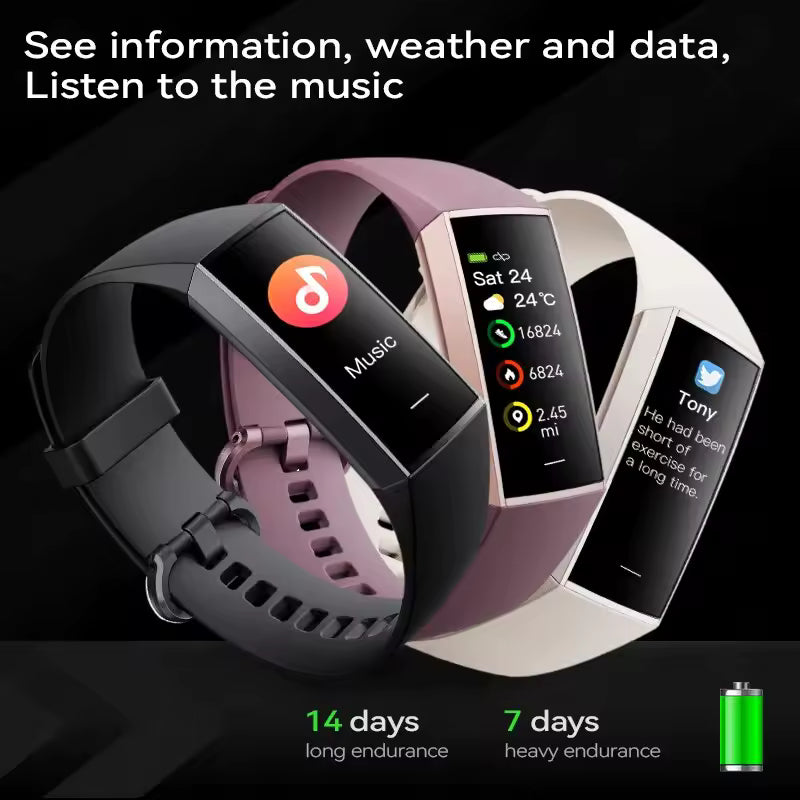 
• 1.1 inch AMOLED display, 126*294 resolution
• Massive original dials, support for custom dials
• Support magnetic charging mode
• Support 24-hour automatic heart rate, blood pressure, blood oxygen health monitoring
• Support home health function
• Support information notification, pedometer, 25 sports modes, sleep record,
• Supported languages Chinese, Chinese (Traditional), English, French, German, Italian, Japanese, Spanish, Russian, Dutch
• Exercise monitoring:Daily activity record (step count, calori