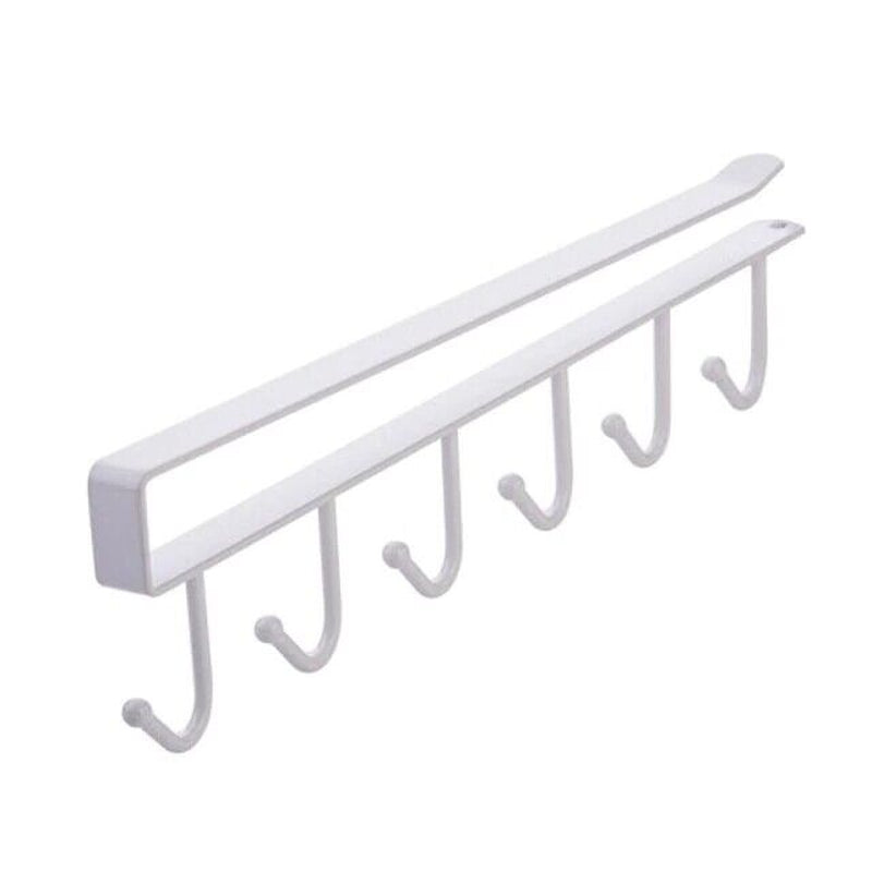 1-4X 6 Hooks Metal under Shelf Hook Kitchen Cupboard Cabinet Mug Cup Rack Holder