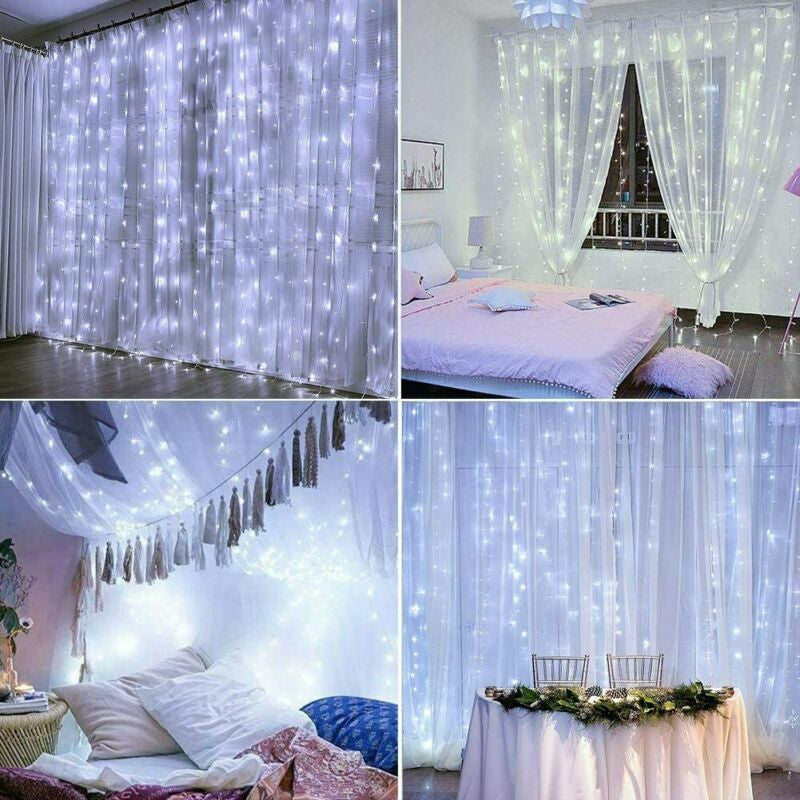 200-600 LED Curtain Light Fairy String Lights Outdoor Wedding Party Romantic
