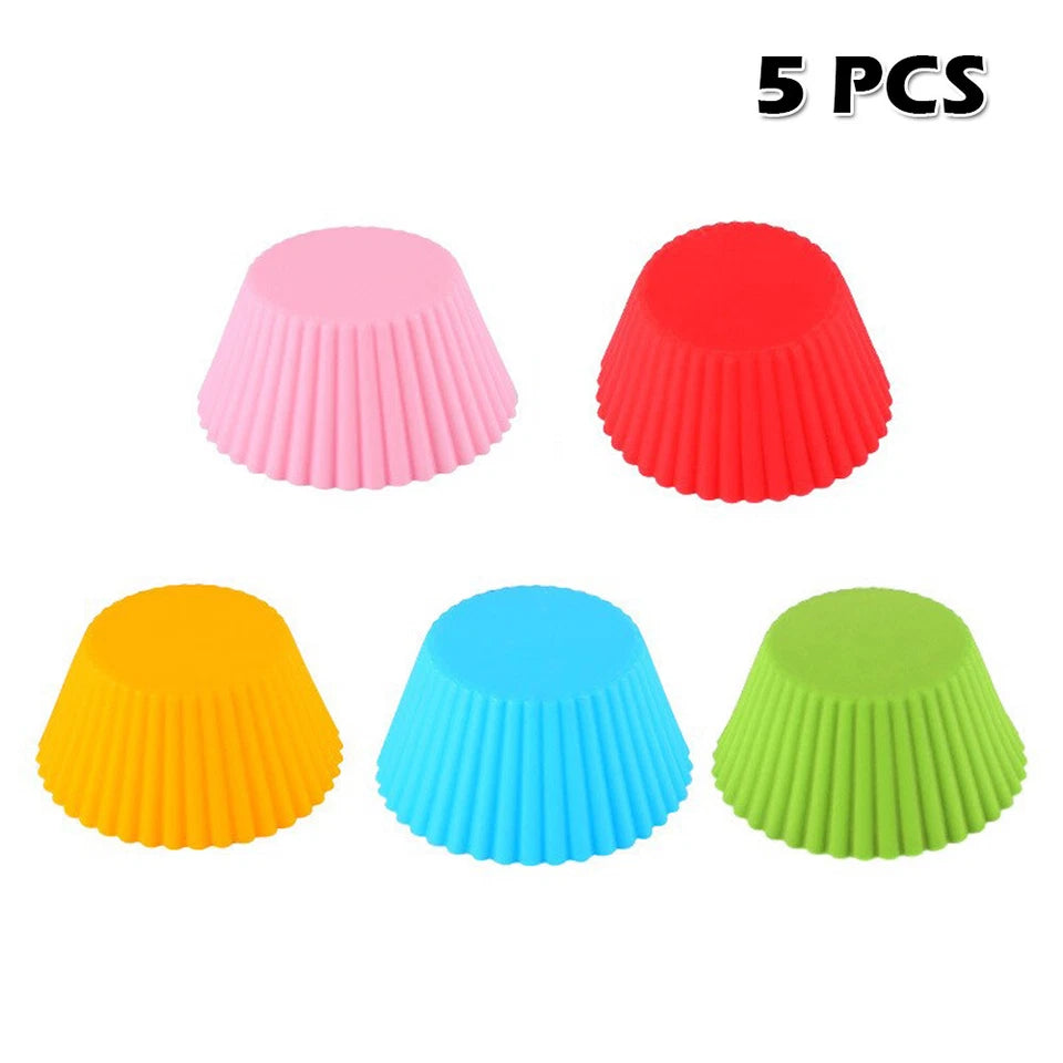 Up to 25x Round Cup Cake Silicone Baking Mould Cupcake Case DIY Bake Mold Muffin