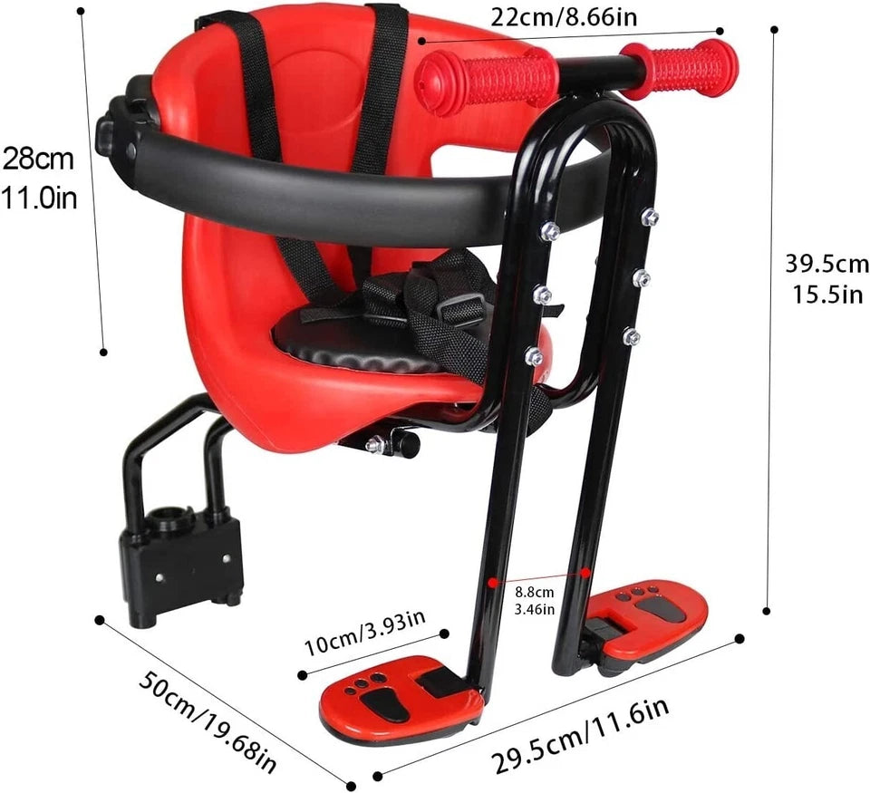 Front Mounted Child Bike Seat with Handrail Kids Seat Bicycle Detachable Armrest