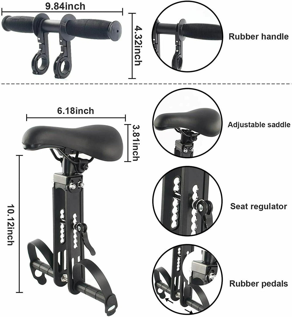 Front Mounted Child Bike Seat with Handrail Kids Seat Bicycle Detachable Armrest