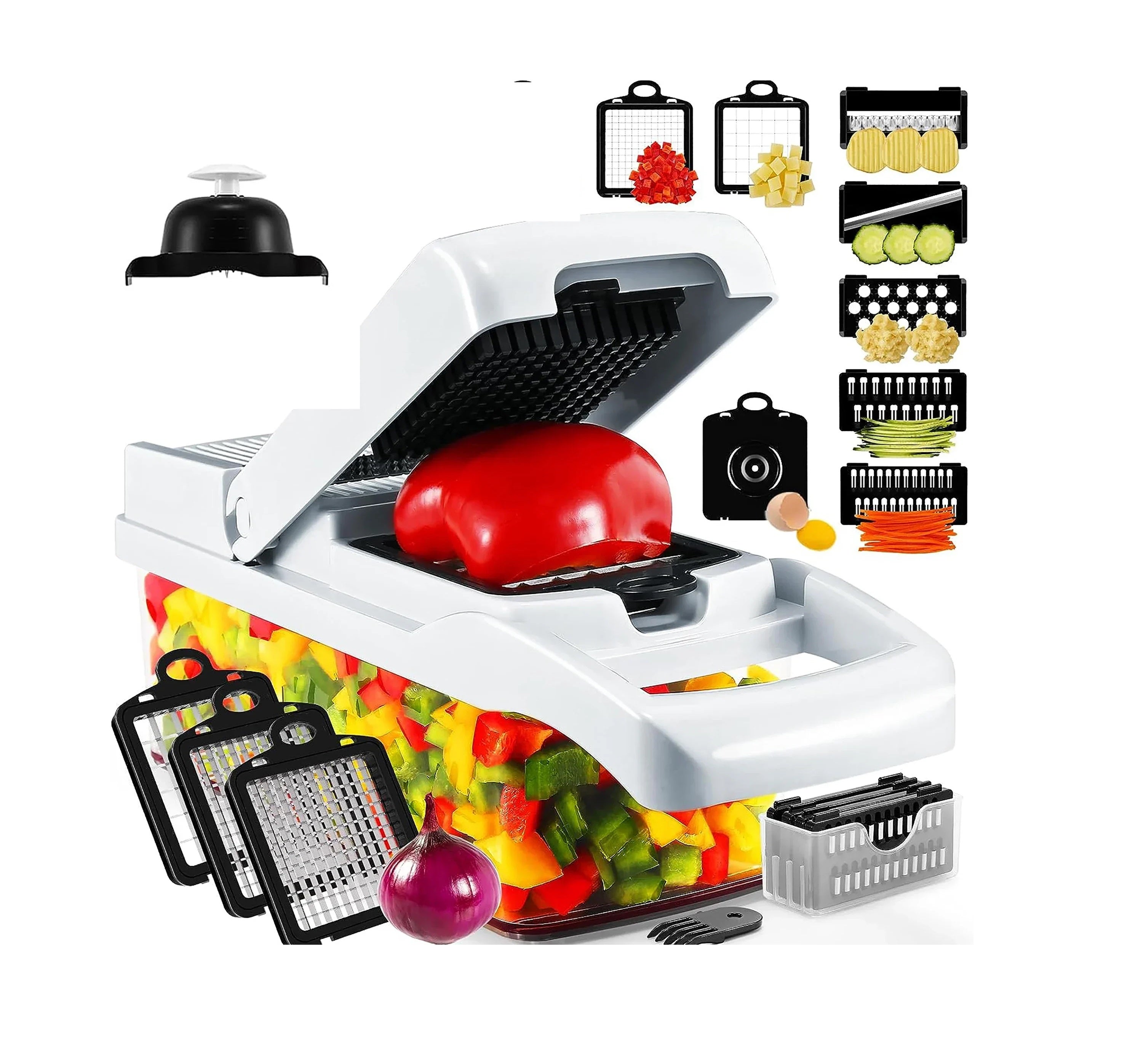 Vegetable Chopper Food Onion Chopper Slicer & Spiralizer - Veggie Chopper with Container - Kitchen Gadgets - Home Essentials - Kitchen Accessories