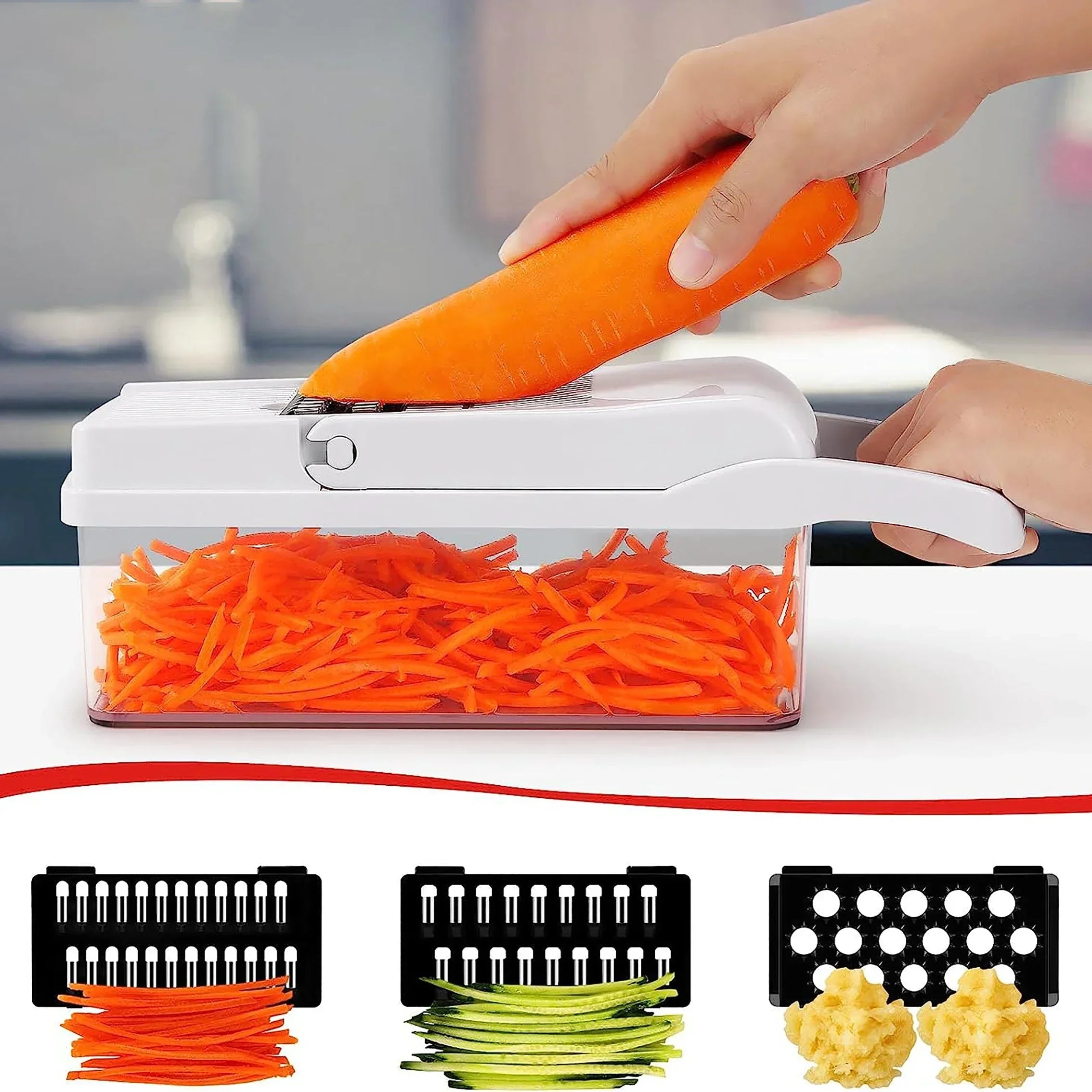 Vegetable Chopper Food Onion Chopper Slicer & Spiralizer - Veggie Chopper with Container - Kitchen Gadgets - Home Essentials - Kitchen Accessories