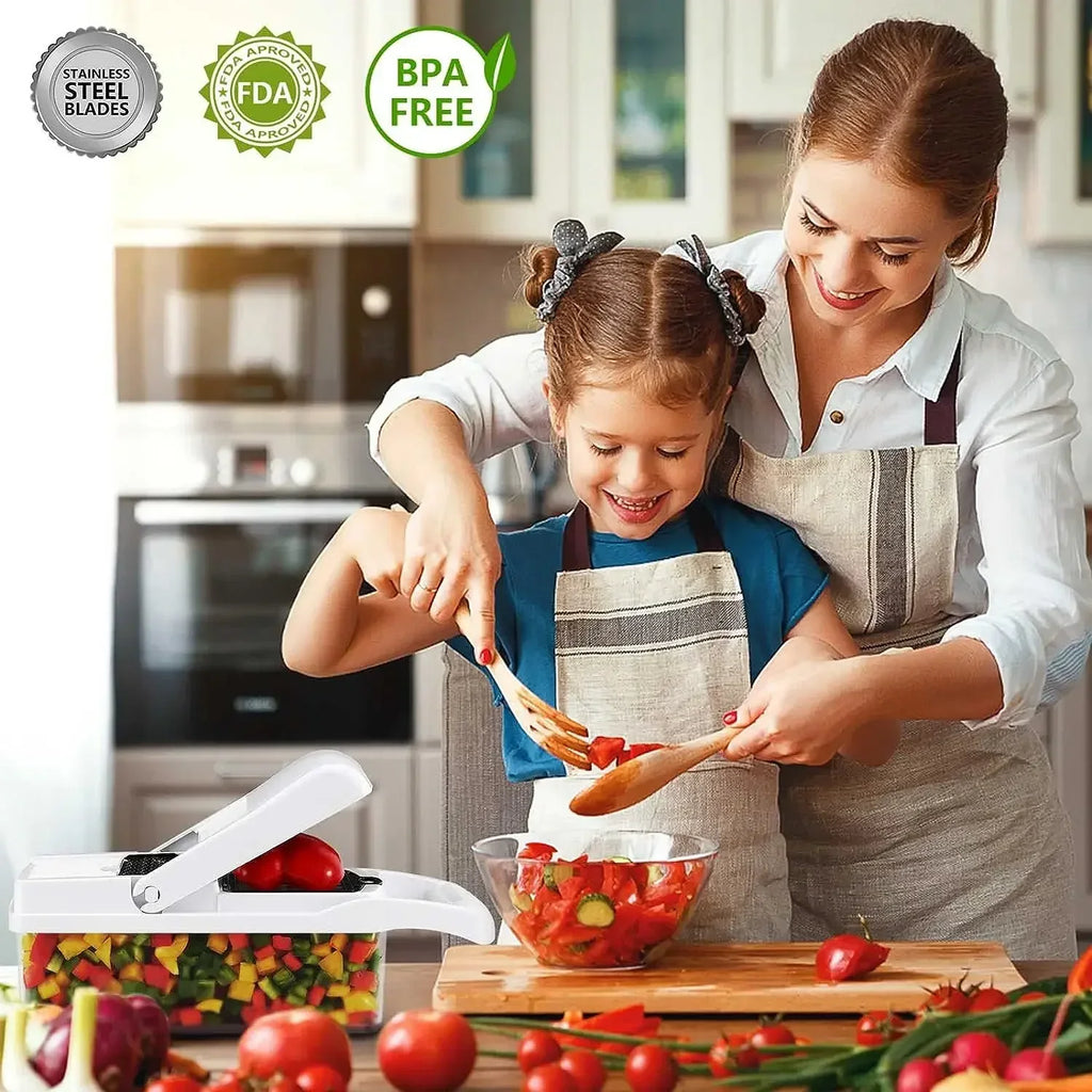 Vegetable Chopper Food Onion Chopper Slicer & Spiralizer - Veggie Chopper with Container - Kitchen Gadgets - Home Essentials - Kitchen Accessories