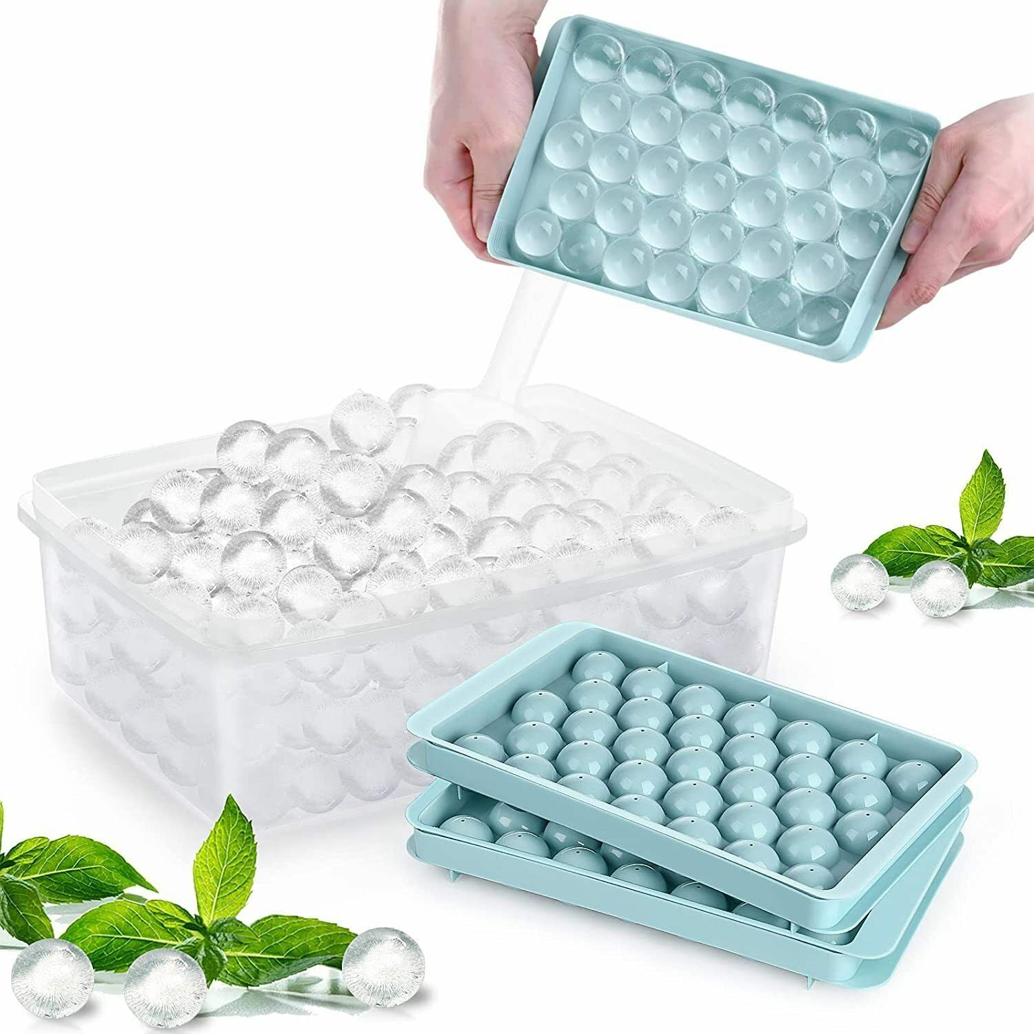 33 Grids Ball Maker Plastic Mold Sphere Whiskey round Mould Large Ice Cube Tray