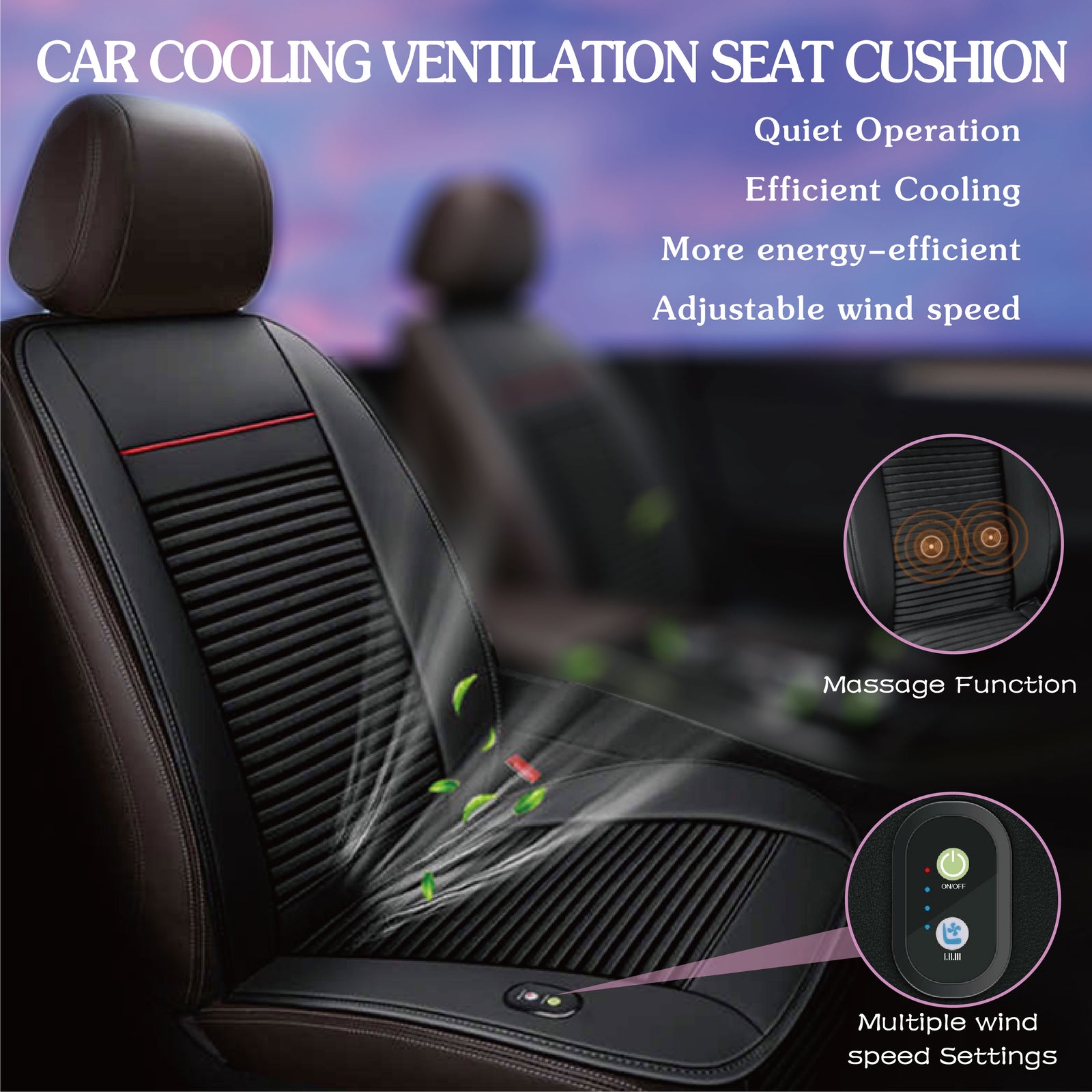 12V Car Cooling Ventilation System Car Massage Seat Cover - Stay Cool on the Go！
