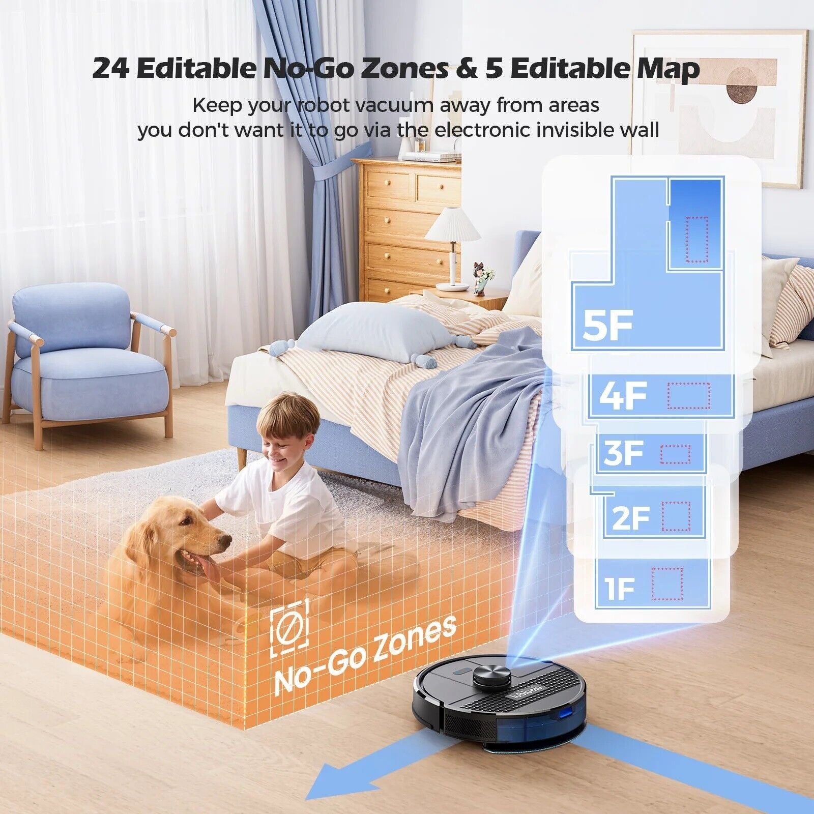 Lubluelu 4500Pa Robotic Vacuum & Mop Cleaner Combo 3-In-1 Lidar Navigation Robot With 2.4G &2.4Ghz-5G Dual Channel