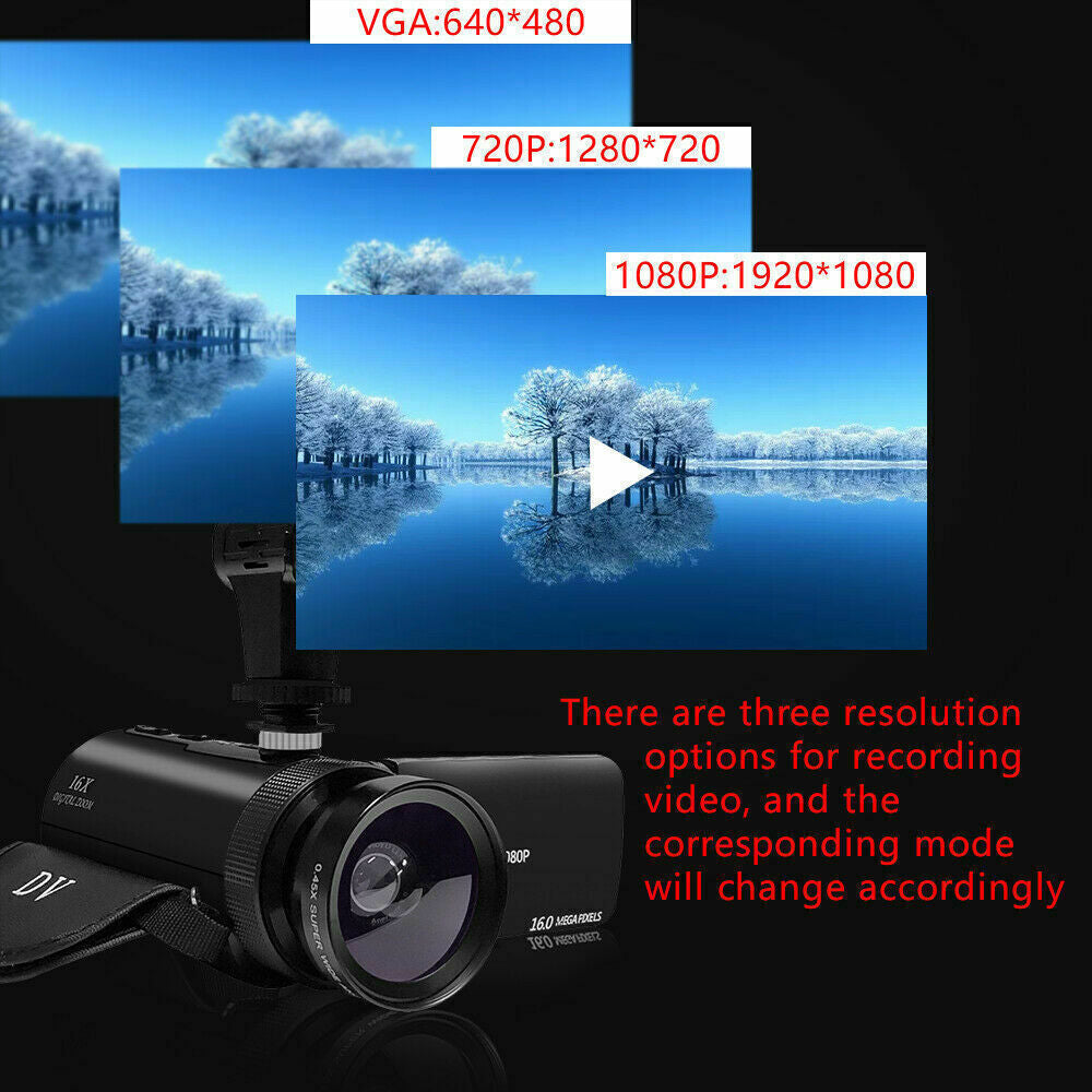 1080P Digital Video Camera Camcorder Youtube Vlogging Recorder W/Microphone