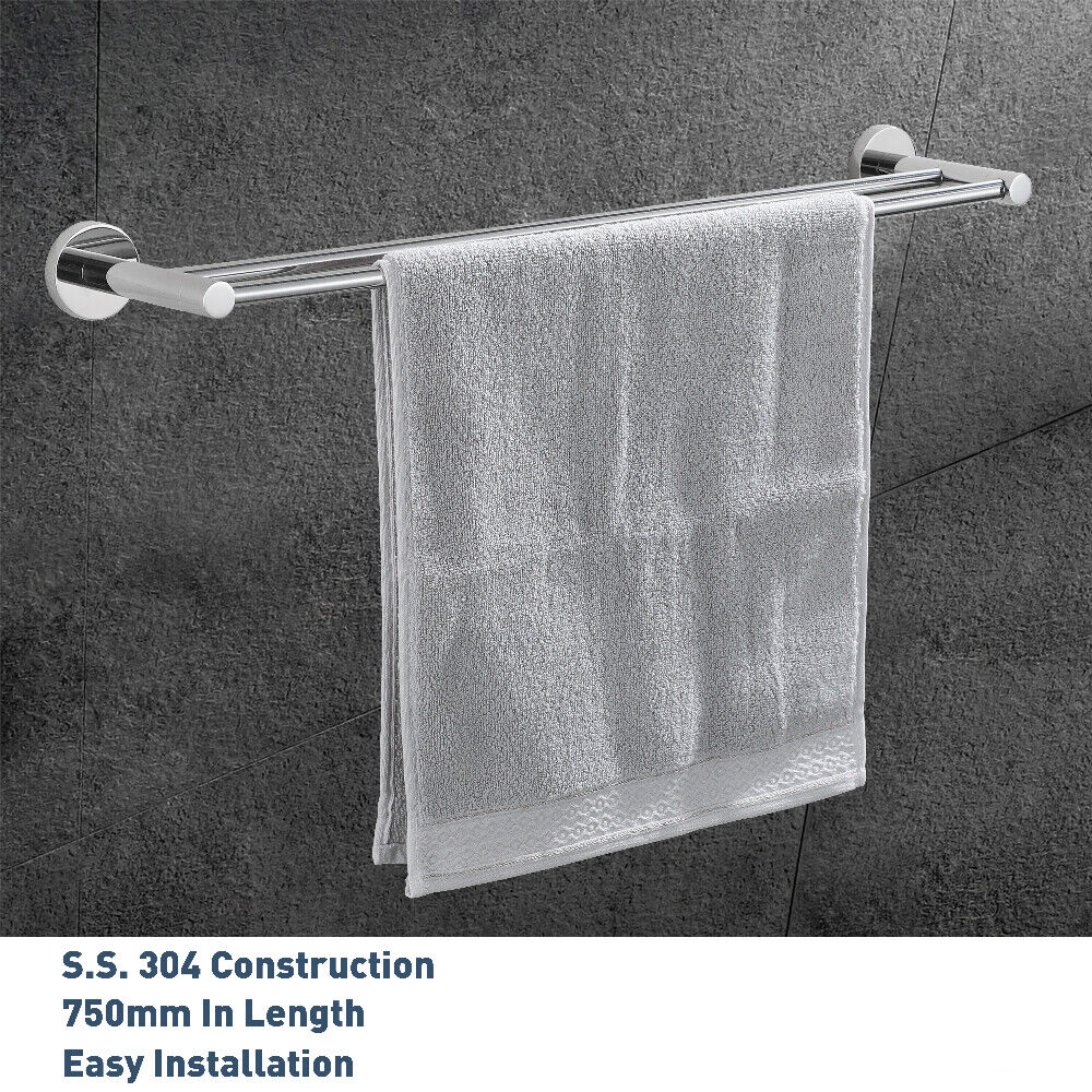Toilet Roll Holder Towel Rail Racks Robe Hooks Bathroom Accessories Set