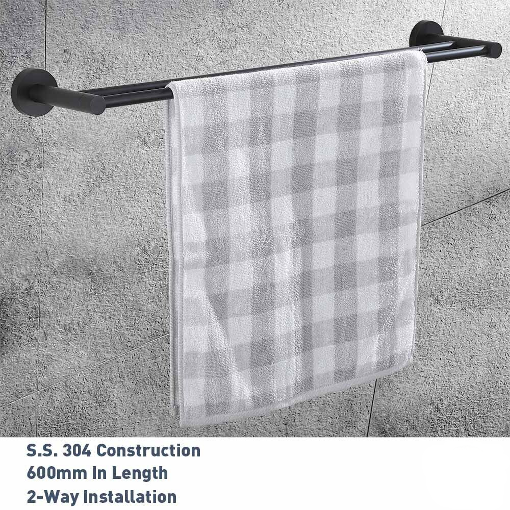 Toilet Roll Holder Towel Rail Racks Robe Hooks Bathroom Accessories Set