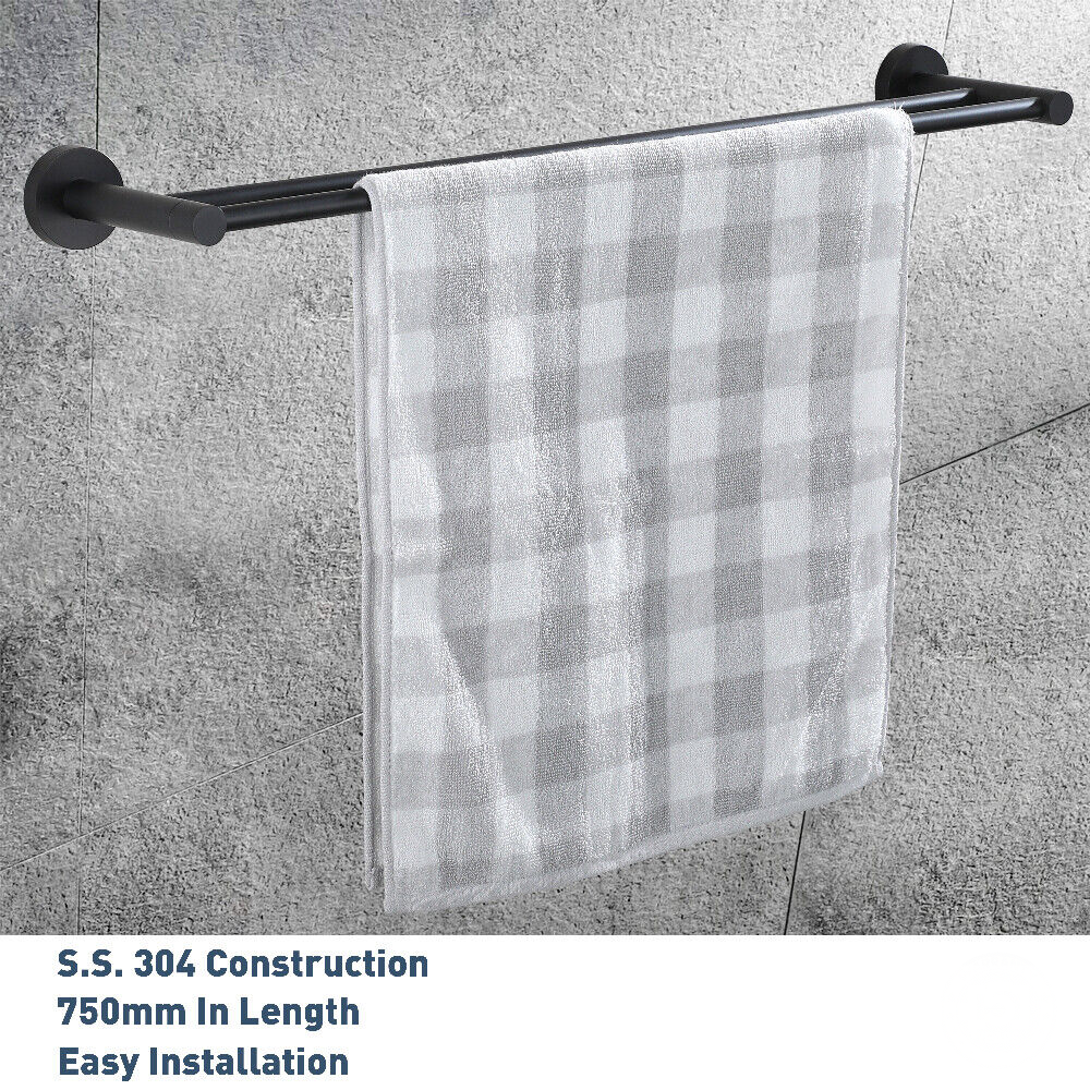 Toilet Roll Holder Towel Rail Racks Robe Hooks Bathroom Accessories Set