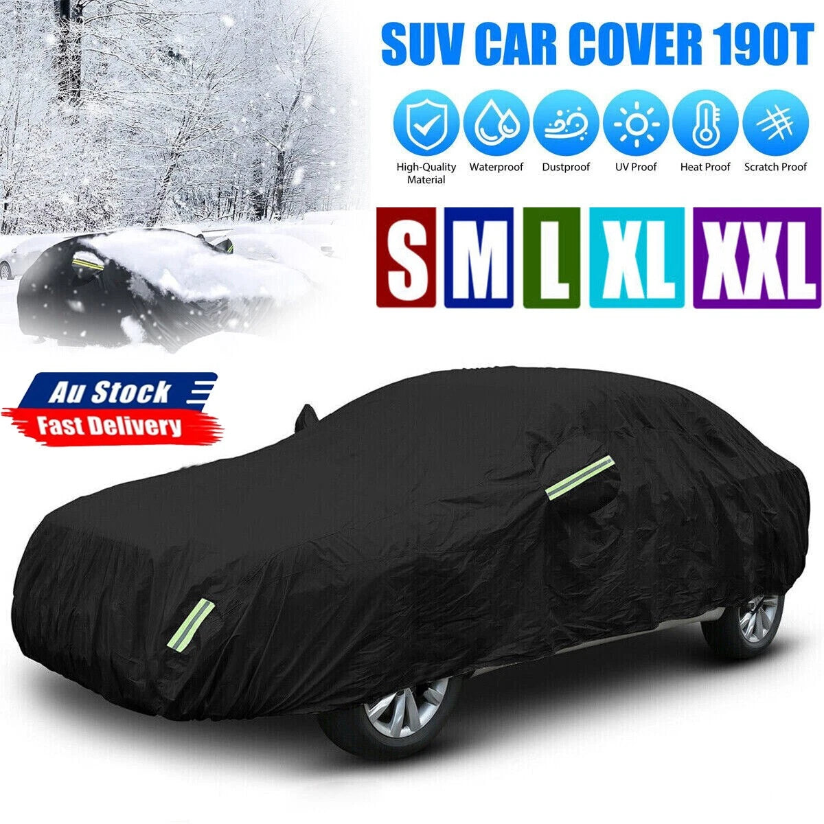 Heavy Duty Waterproof Car Cover Rain Snow UV Full Protection Outdoor Universal