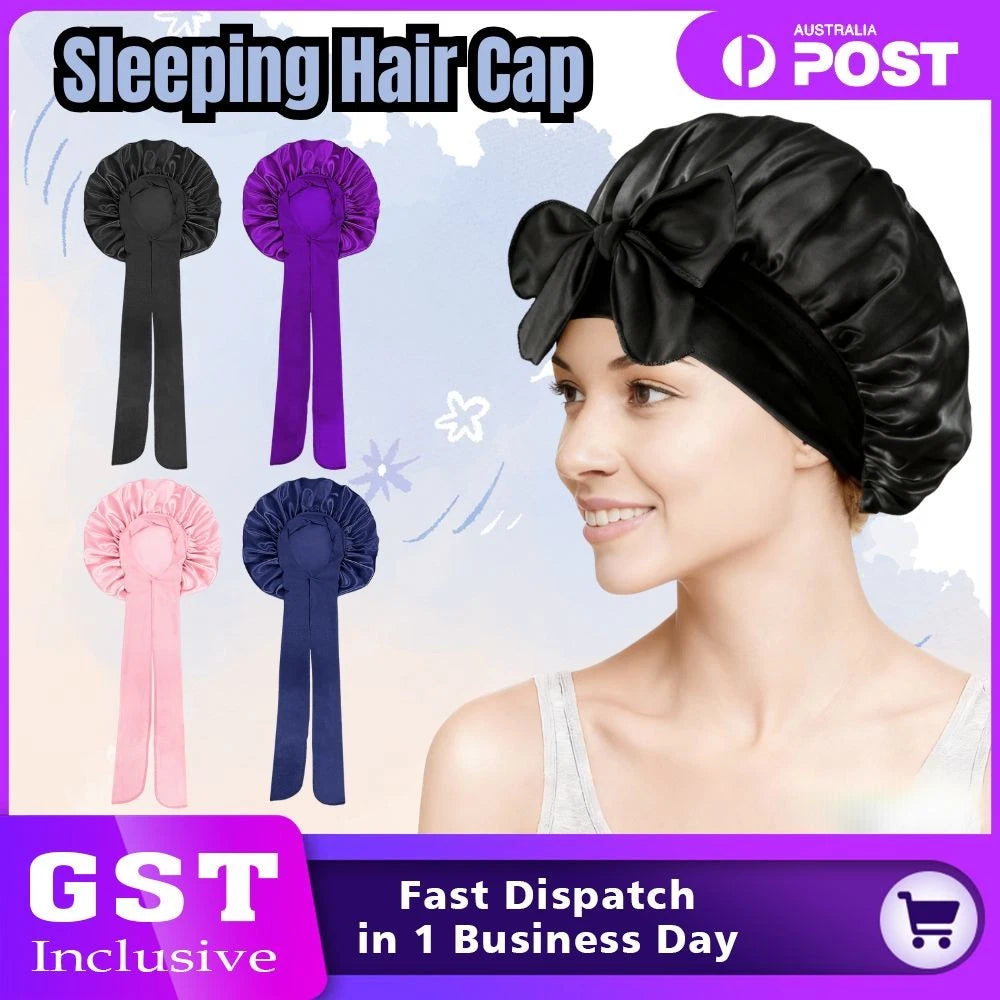 Sleeping Bonnet Hair Wrap Silk Satin Cap Women Elastic Soft Hat Headwear AU NEW