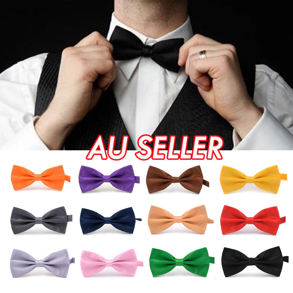 Mens Silk Tuxedo Formal Bow Tie Satin Wedding Party Pre Tied Bowtie Necktie Ties
