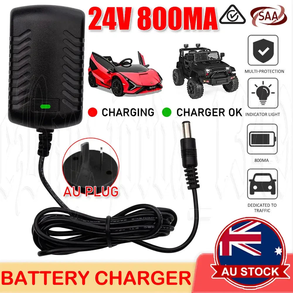 24V Kids Ride on Cars Battery Charger Toy Car Bike Scooter Buggy Power Adapter