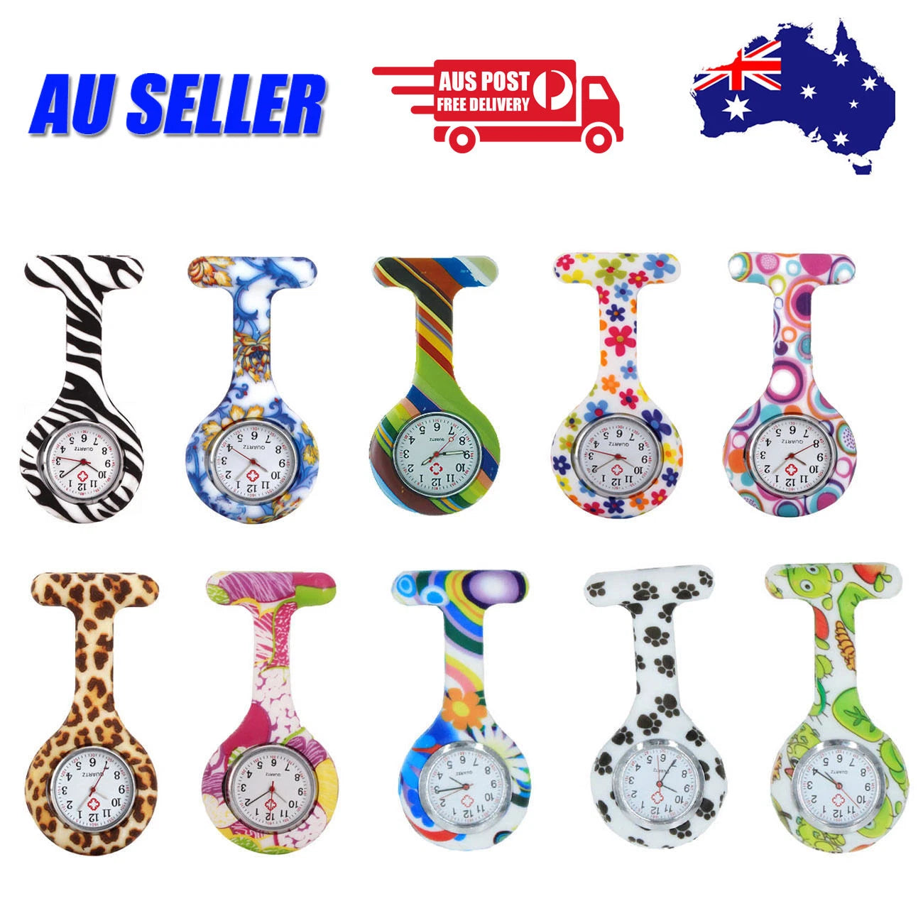 Silicone Nurse Watch Brooch Tunic Fob Nurses Nursing Pendant Clip Pocket Quartz