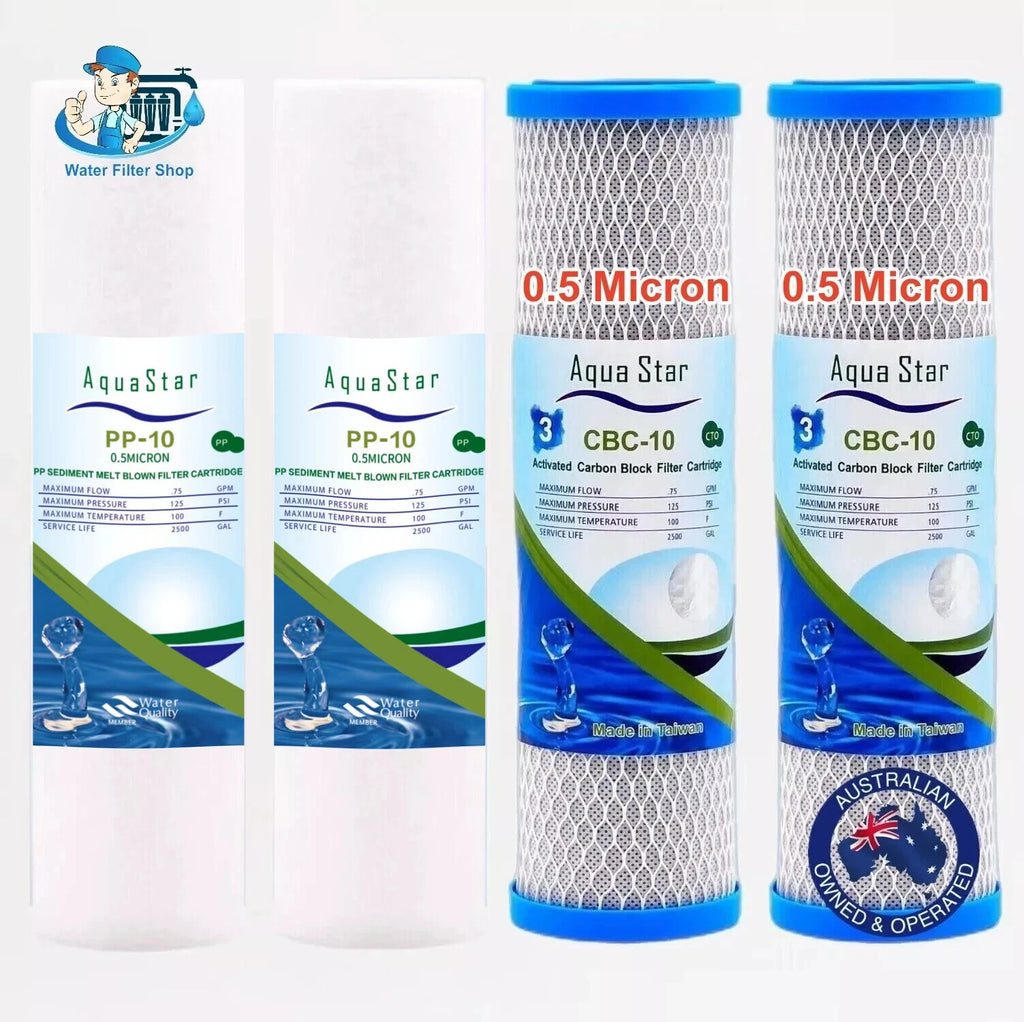 2 Set 0.5 Micron Sediment Coconut Carbon Replacement Water Filter Cartridges