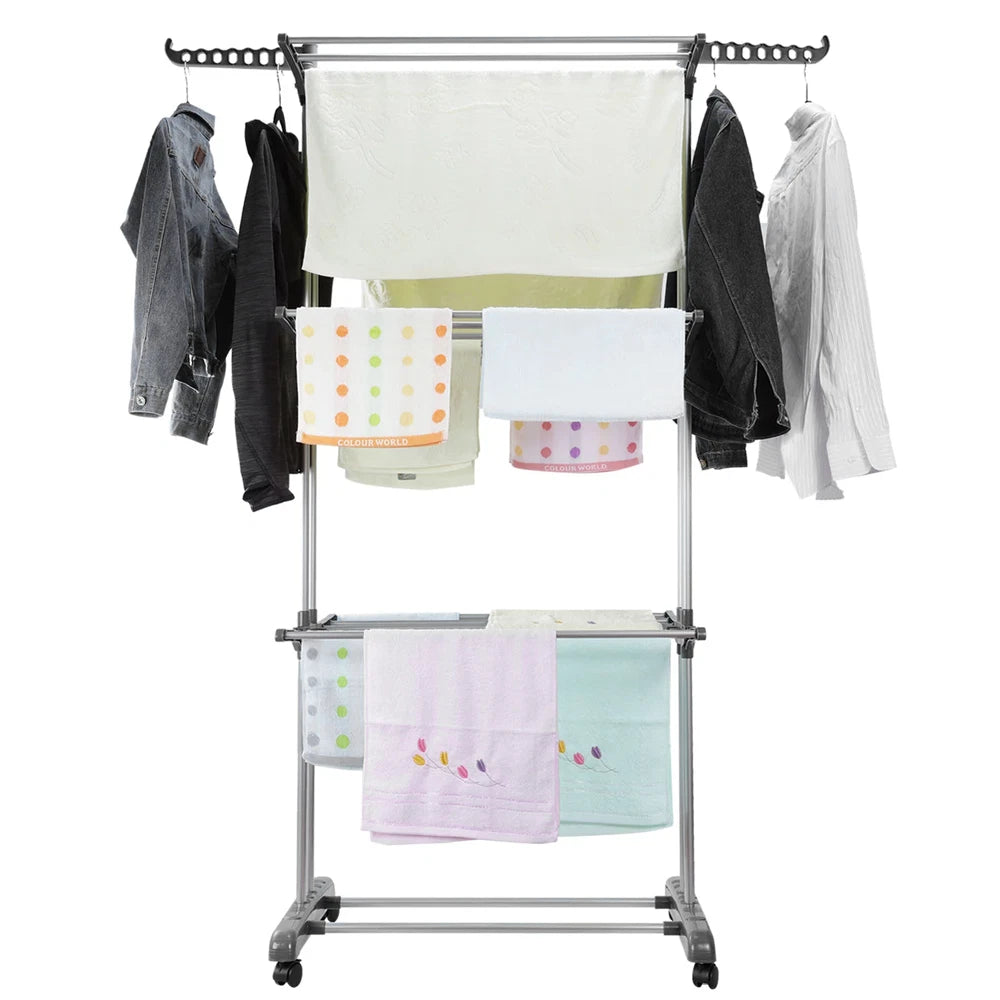 3 Tiers Foldable Garment Hanger Clothes Airer Drying Rack Laundry Support Horse