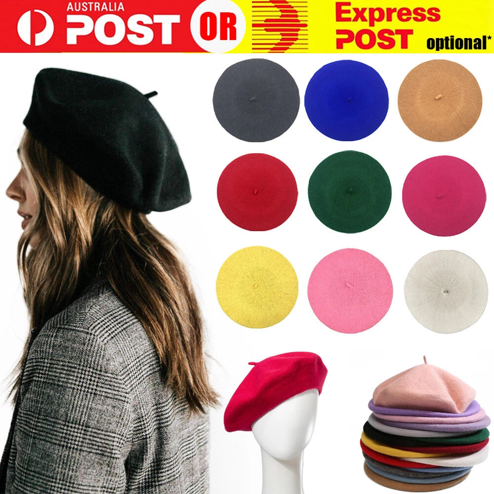 Women's Wool Beret Hat Classic French Style Acrylic Newsboy Hat Cap Winter Warm