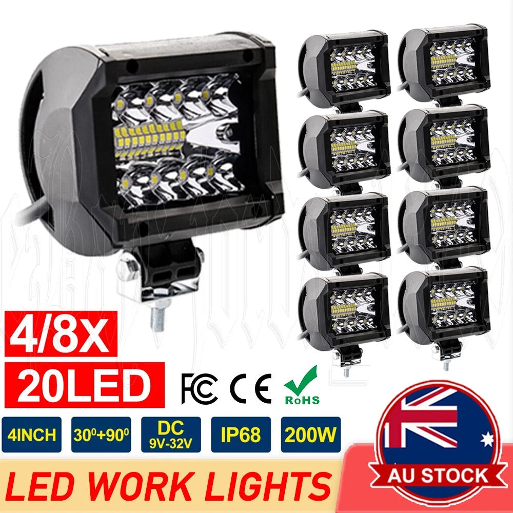12V LED Work Light Bar Flood Spot Lights With Adjustable mounting bracket Driving Lamp Offroad Car Truck ATV SUV