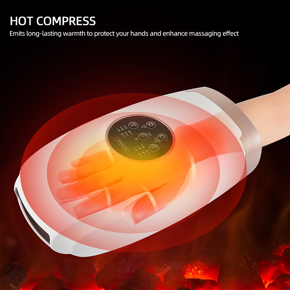 Ultimate Relief Hand Heated Massager With Air Compression For Finger, Wrist, And Palm Relaxation - Your Personal Spa Experience For Pain Relief And Stress Reduction