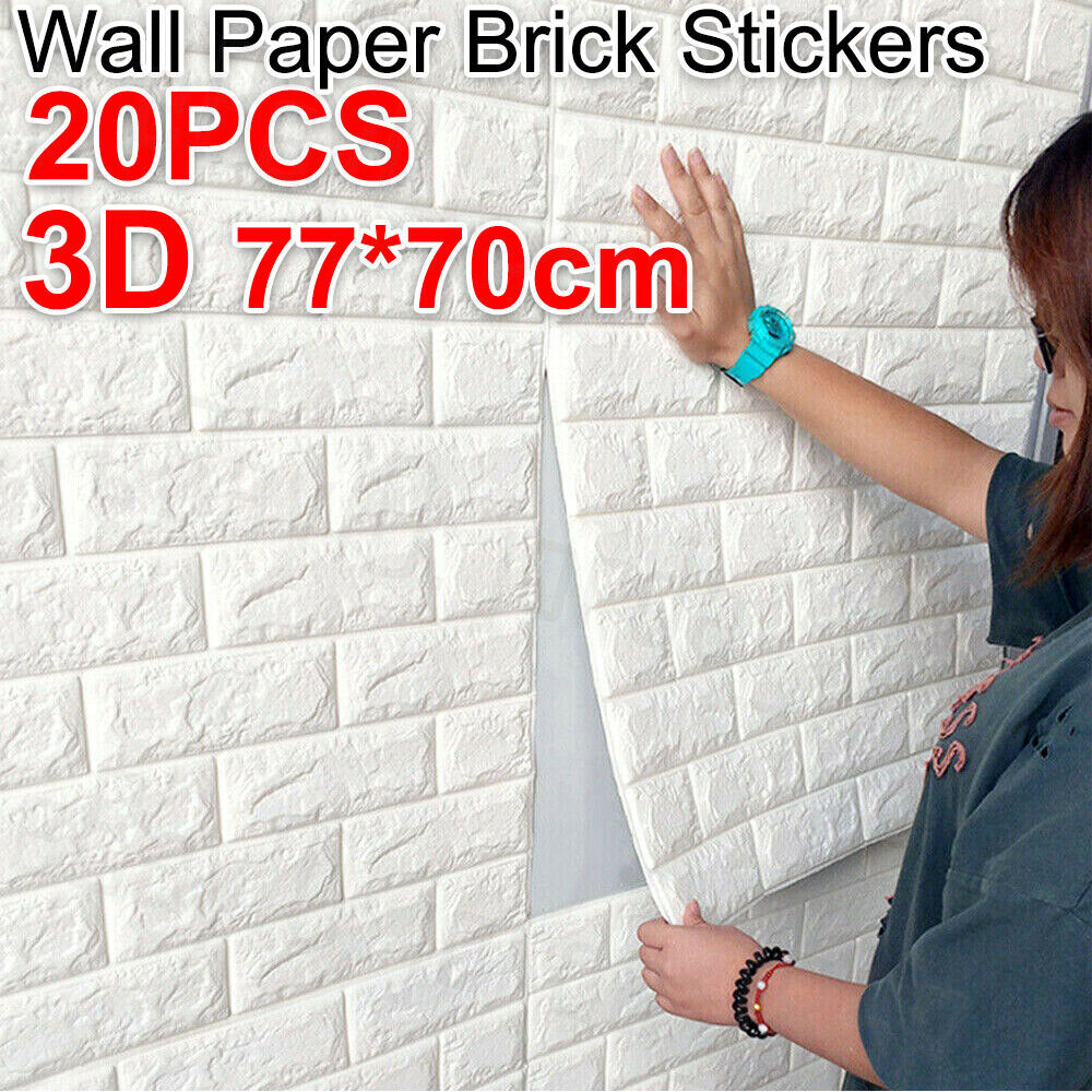 20-60Pcs 3D Wall Paper Panel Brick Stickers Mural Marble Self Adhesive 70*77CM
