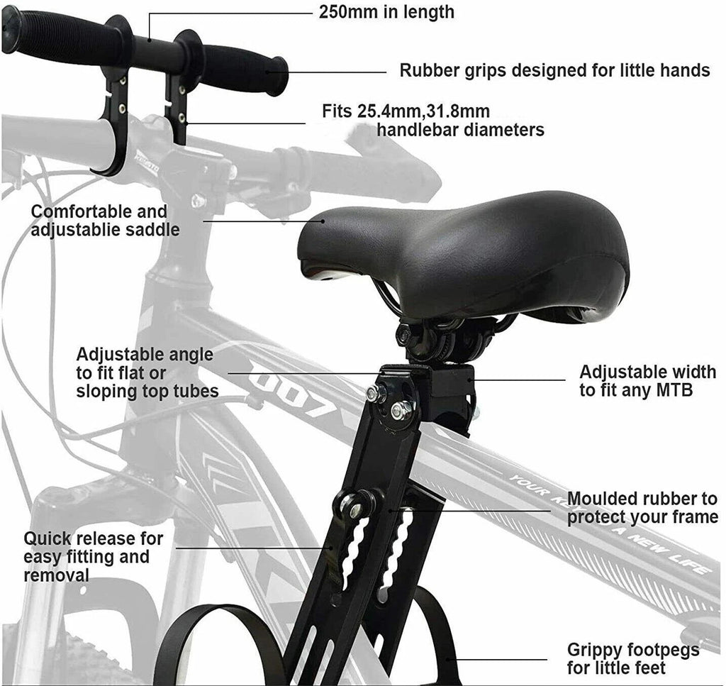 Front Mounted Child Bike Seat with Handrail Kids Seat Bicycle Detachable Armrest