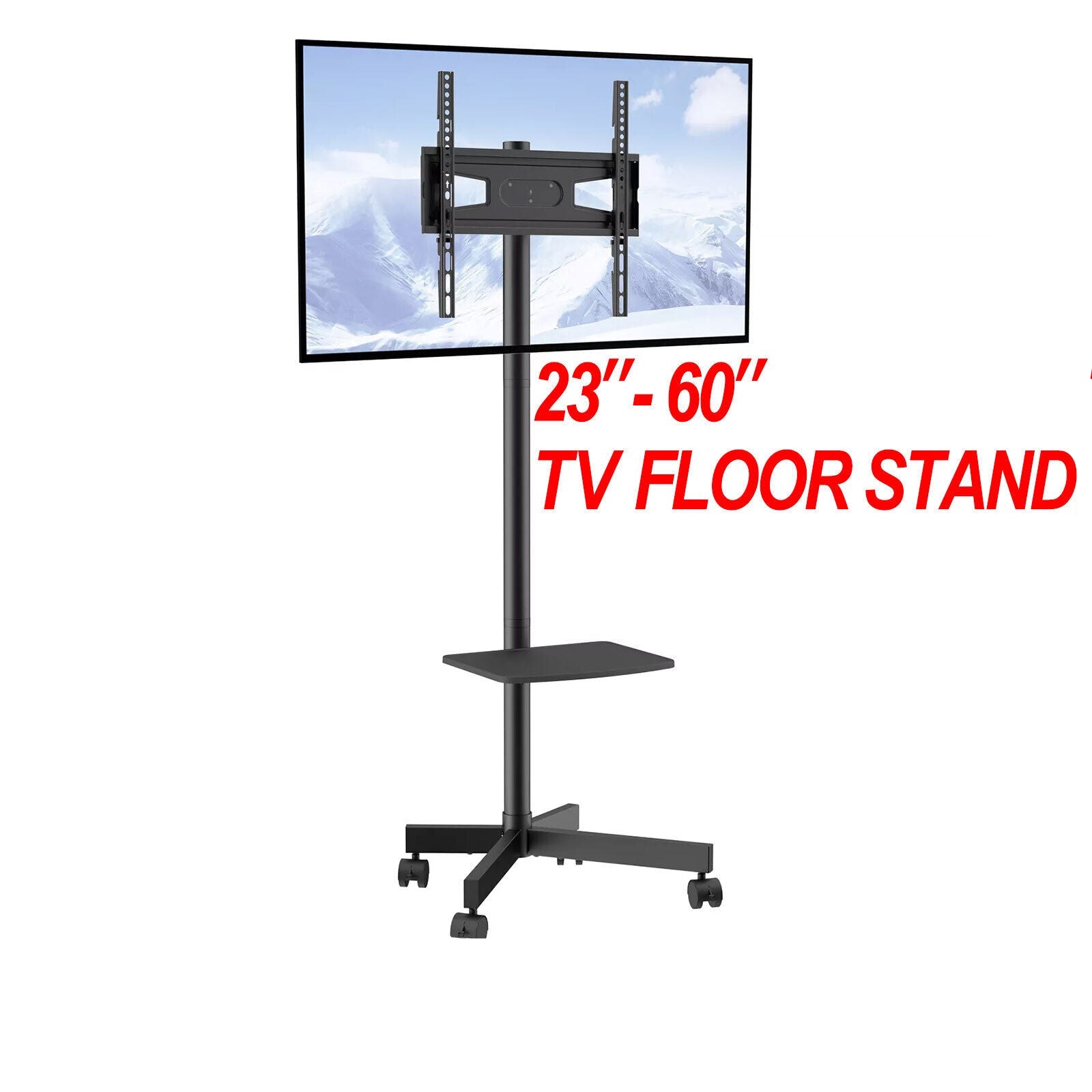 23"-60" TV Floor Stand Bracket Mount Monitor Shelf Mobile Trolley with Wheels