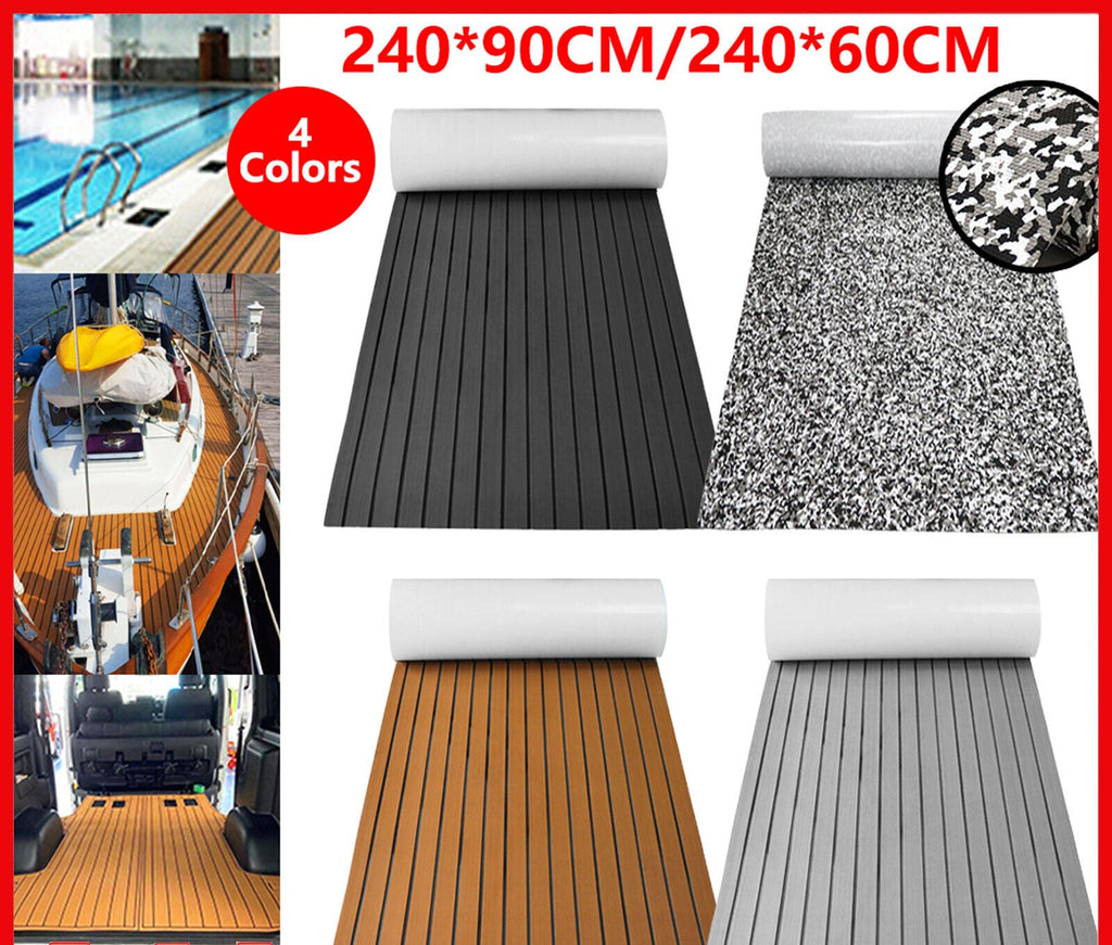 240×90Cm EVA Foam Mat Marine Carpet Yacht Boat Decking Teak Flooring Light Gray
