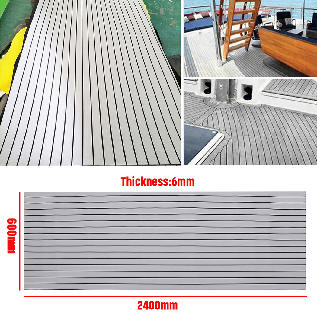 240×90Cm EVA Foam Mat Marine Carpet Yacht Boat Decking Teak Flooring Light Gray
