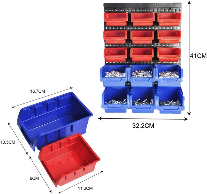 30 Tool Storage Bins Parts Organizer Wall Mounted Garage Workshop Box Shed Rack