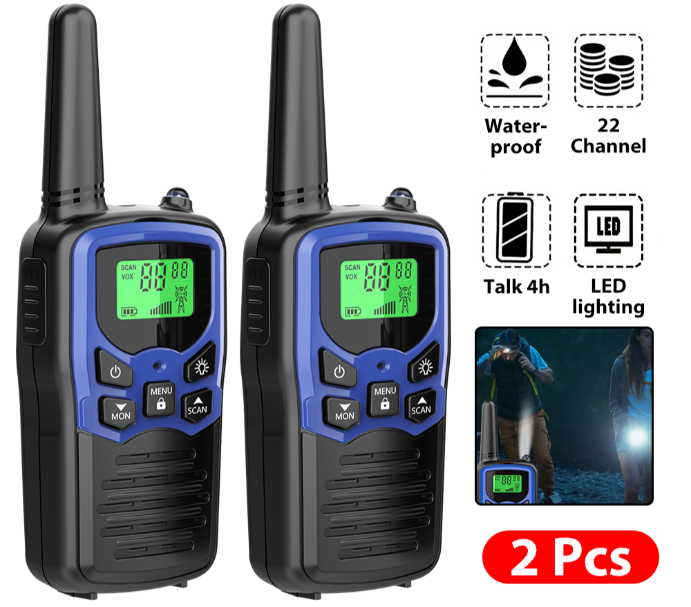 2X Walkie Talkies Long Range Two-Way Walkie-Talkie Radios W/ LED Flashlight OZ
