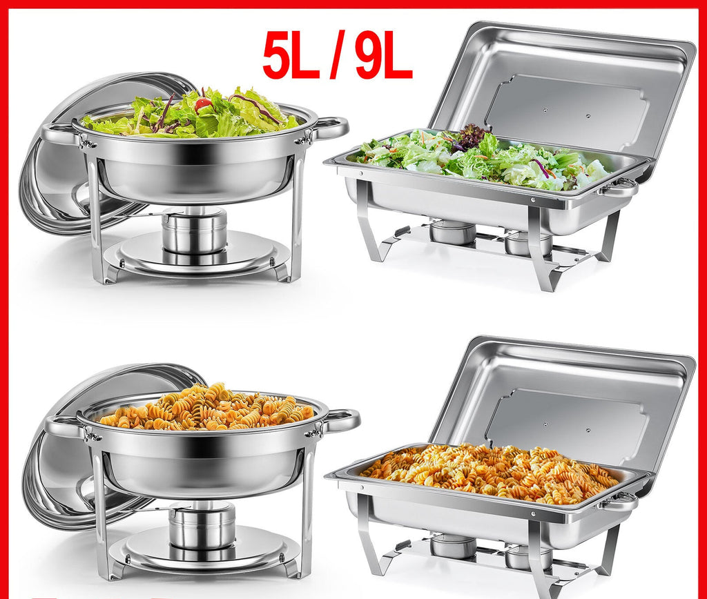 2/4 Pack Buffet Food Warmers round Chafing Dish 5L / 9L Stainless Bain Marie