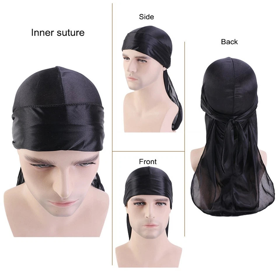Unisex Bandana Doo Durag Headwear Soft Silk Pirate Cap Wrap Fashion Men Women AU