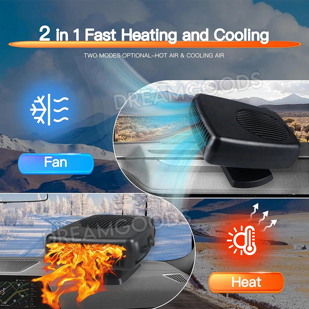 12V Portable Car Heater Fan Vehicle Windscreen Ceramic Heater Defroster Demister