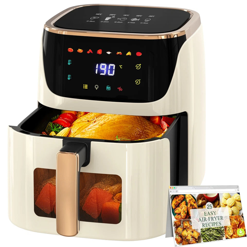 8L Air Fryer Healthy Fryer Oven Cooker LED Airfryer Oil Free Kitchen 1700W Beige