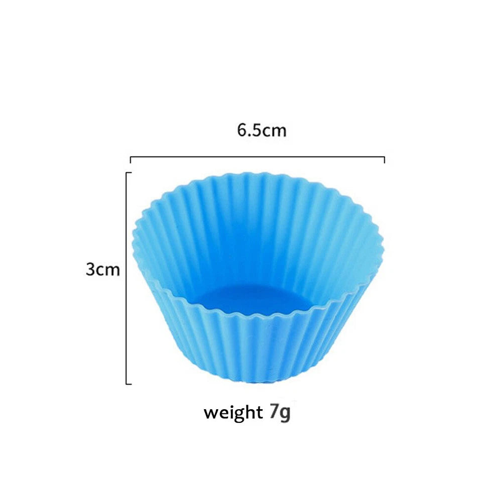 Up to 25x Round Cup Cake Silicone Baking Mould Cupcake Case DIY Bake Mold Muffin
