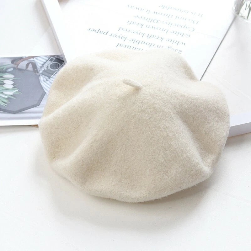 Women's Wool Beret Hat Classic French Style Acrylic Newsboy Hat Cap Winter Warm