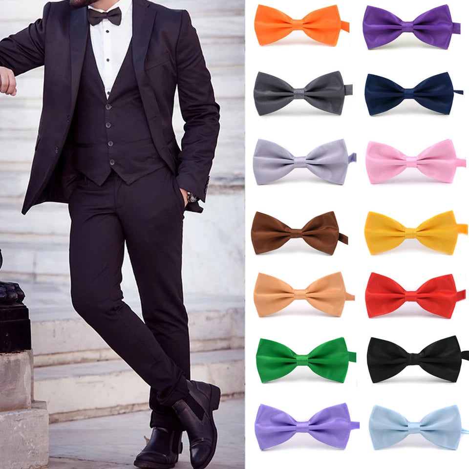 Mens Silk Tuxedo Formal Bow Tie Satin Wedding Party Pre Tied Bowtie Necktie Ties