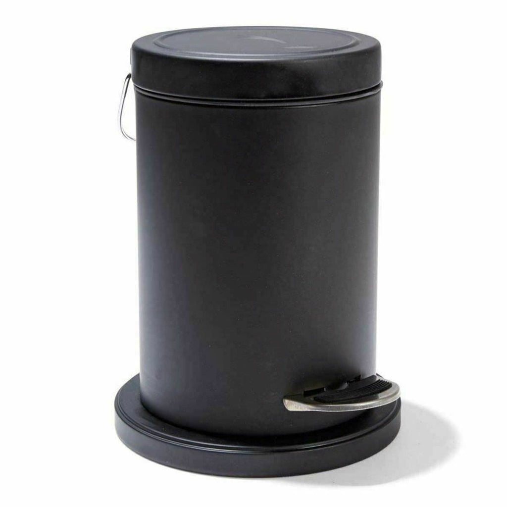 3Pce Black Bathroom  Rubbish Bin Toilet Brush Toilet Roll Holder Accessories Set