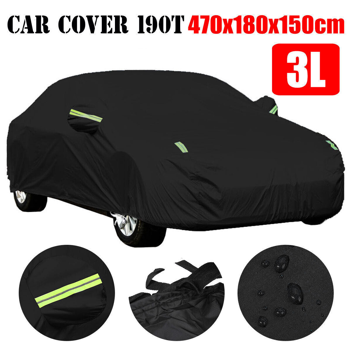 Universal Heavy Duty Full Car Cover UV Protection Outdoor Breathable 3L
