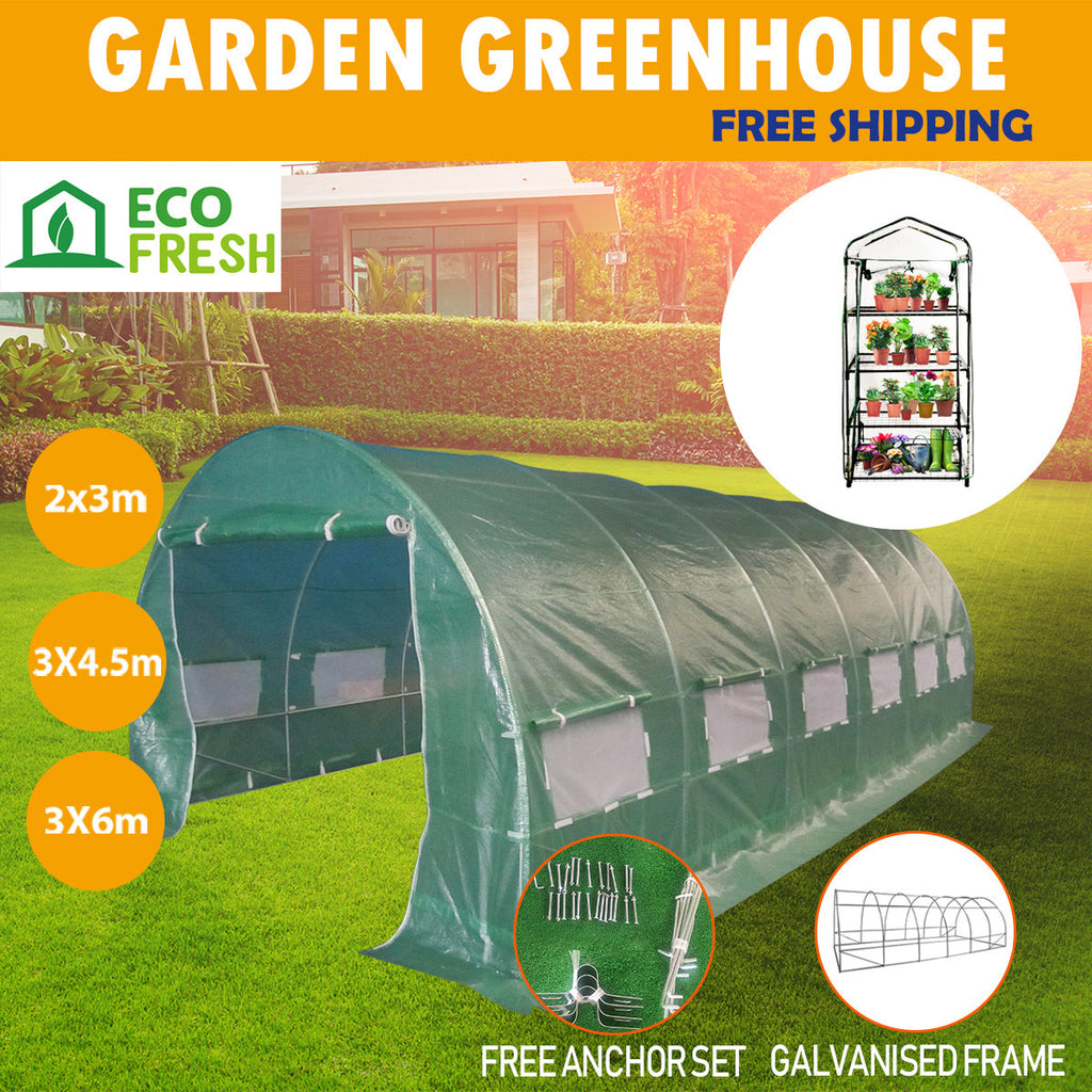3-6M Walk in PE Greenhouse Tunnel Mini PVC Greenhouse Plant Grow Garden Storage