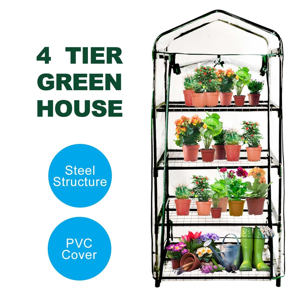 3-6M Walk in PE Greenhouse Tunnel Mini PVC Greenhouse Plant Grow Garden Storage